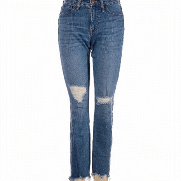 Madewell Denim - Madewell Jeans 25 High Rise Skinny Distressed Light Medium Wash Denim Ripped Y2K